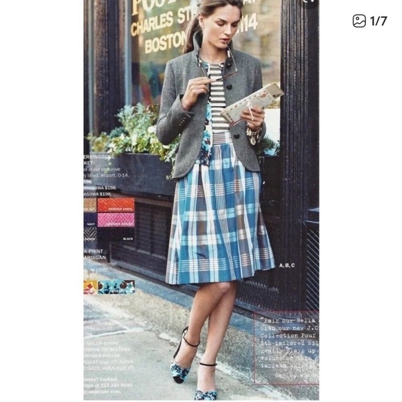 J. Crew Dresses & Skirts - VTG J. Crew Plaid Blue and White Women's 100% Silk Skirt
Academia Y2K Vintage